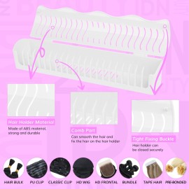 IDN BEAUTY Hair Extension Holder Stand for Styling, 4 Installation Modes With Tool, White Hair Extension Holder Designed to Securely Hold Your Extensions for Washing, Styling, Packing and Storing
