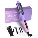 Farery 1.25-Inch Thermal Brush - Ceramic Ionic Heated Round Brush for 90\'s Full-Bodied Style, Volumizing, Smooth Hair & Natural Curls, Dual MCH Heating, Digital Display, 9 Temperature, Dual Voltage