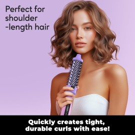 Farery 1.25-Inch Thermal Brush - Ceramic Ionic Heated Round Brush for 90\'s Full-Bodied Style, Volumizing, Smooth Hair & Natural Curls, Dual MCH Heating, Digital Display, 9 Temperature, Dual Voltage