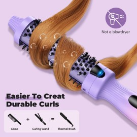 Farery 1.25-Inch Thermal Brush - Ceramic Ionic Heated Round Brush for 90\'s Full-Bodied Style, Volumizing, Smooth Hair & Natural Curls, Dual MCH Heating, Digital Display, 9 Temperature, Dual Voltage