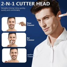 Acavado Nose Hair Trimmer for Men Painless USB Rechargeable Nose Trimmer for Men Women, Eyebrow & Facial Hair Trimmer for Smoother Cutting with IPX7 Waterproof (White)