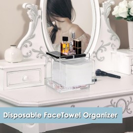 Sumnacon Disposable Face Towel Holder Acrylic Face Towel Storage Box with Drawer Compatible with Clean Skin Club Clean XL Wall Mounted Makeup Box Organizer for Bathroom,Vanity