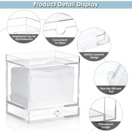 Sumnacon Disposable Face Towel Holder Acrylic Face Towel Storage Box with Drawer Compatible with Clean Skin Club Clean XL Wall Mounted Makeup Box Organizer for Bathroom,Vanity