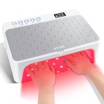 MEKK UV LED Nail Lamp - Luxury Cordless UV Light for Gel Nails with Red Light Skincare,4+2 Timer Modes,Two-Hand Design,Professional Nail Lamp for Salon & Home-White