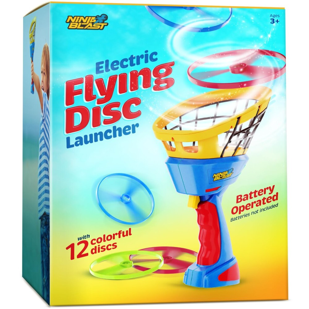 Ninja Blast Flying Disc Launcher for Kids - Boys Toys Ages 4-8 Year Old - Birthday Gifts for Boy Age 4, 5, 6, 7, 8, Years - Outdoor Toys Games Gift - Backyard Toy Activities Ideas - 6-8, 5-7
