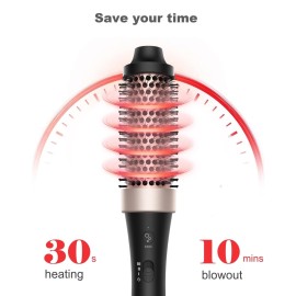 Ionic Thermal Brush Blowout Hot Brush 1.5 Inch Heat Hair Curling Brush 30s Fast Heated Round Brush Hair Styling Brush Dual Voltage Hot Curling Iron Brush for Easy Blowouts Styling