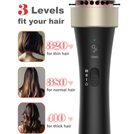 Ionic Thermal Brush Blowout Hot Brush 1.5 Inch Heat Hair Curling Brush 30s Fast Heated Round Brush Hair Styling Brush Dual Voltage Hot Curling Iron Brush for Easy Blowouts Styling