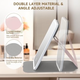 Mocado Travel Makeup Mirror with Lights, 360 Rotation, 10x Magnification, 60LEDs 3 Color Lightings, Dimmable Touch Screen, Tabletop Pink Mocado Travel Makeup Mirror with Lights, 360 Rotation, 10x Magnification, 60LEDs 3 Color Lightings, Dimmable Touch Screen, Tabletop Pink