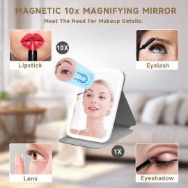 Mocado Travel Makeup Mirror with Lights, 360 Rotation, 10x Magnification, 60LEDs 3 Color Lightings, Dimmable Touch Screen, Tabletop Pink Mocado Travel Makeup Mirror with Lights, 360 Rotation, 10x Magnification, 60LEDs 3 Color Lightings, Dimmable Touch Screen, Tabletop Pink