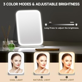 Mocado Travel Makeup Mirror with Lights, 360 Rotation, 10x Magnification, 60LEDs 3 Color Lightings, Dimmable Touch Screen, Tabletop Pink Mocado Travel Makeup Mirror with Lights, 360 Rotation, 10x Magnification, 60LEDs 3 Color Lightings, Dimmable Touch Screen, Tabletop Pink