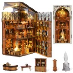 MiniCity Book Nook Kit, DIY Miniature Dollhouse Booknook Kit with Led Light and Dust Cover (Public Library)