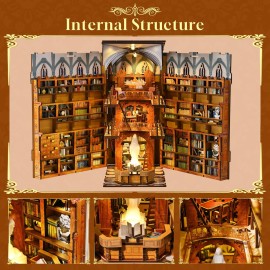 MiniCity Book Nook Kit, DIY Miniature Dollhouse Booknook Kit with Led Light and Dust Cover (Public Library)