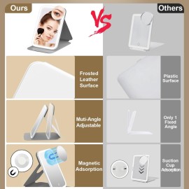 Mocado Travel Makeup Mirror with Lights, 360 Rotation, 10x Magnification, 60LEDs 3 Color Lightings, Dimmable Touch Screen, Tabletop Light up Mirror (White) Mocado Travel Makeup Mirror with Lights, 360 Rotation, 10x Magnification, 60LEDs 3 Color Lightings, Dimmable Touch Screen, Tabletop Light up Mirror (White)