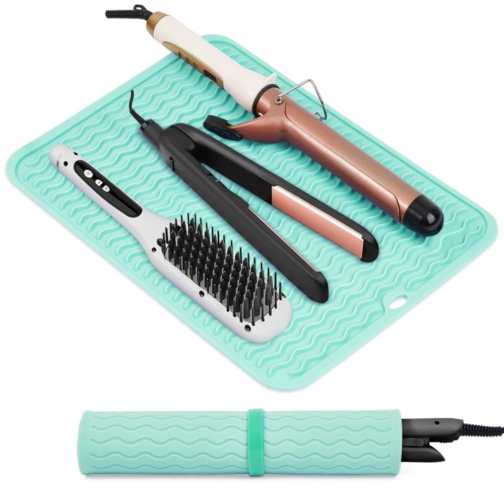 Suafrnut Oversize Silicone Heat Resistant Mat, Portable Travel Mat Cover for Curling Irons, Flat Irons, Hair Straightener and Hot Hair Styling Tools(14.2 x 11)