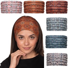 Cobahom 6 Pcs Wide Headbands for Women Non Slip Soft Fabric Hair Wrap Boho Head Bands Elastic Sport Hair Bands for Workout Yoga Running (Retro Flower) Cobahom 6 Pcs Wide Headbands for Women Non Slip Soft Fabric Hair Wrap Boho Head Bands Elastic Sport Hair Bands for Workout Yoga Running (Retro Flower)