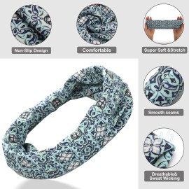 Cobahom 6 Pcs Wide Headbands for Women Non Slip Soft Fabric Hair Wrap Boho Head Bands Elastic Sport Hair Bands for Workout Yoga Running (Retro Flower) Cobahom 6 Pcs Wide Headbands for Women Non Slip Soft Fabric Hair Wrap Boho Head Bands Elastic Sport Hair Bands for Workout Yoga Running (Retro Flower)