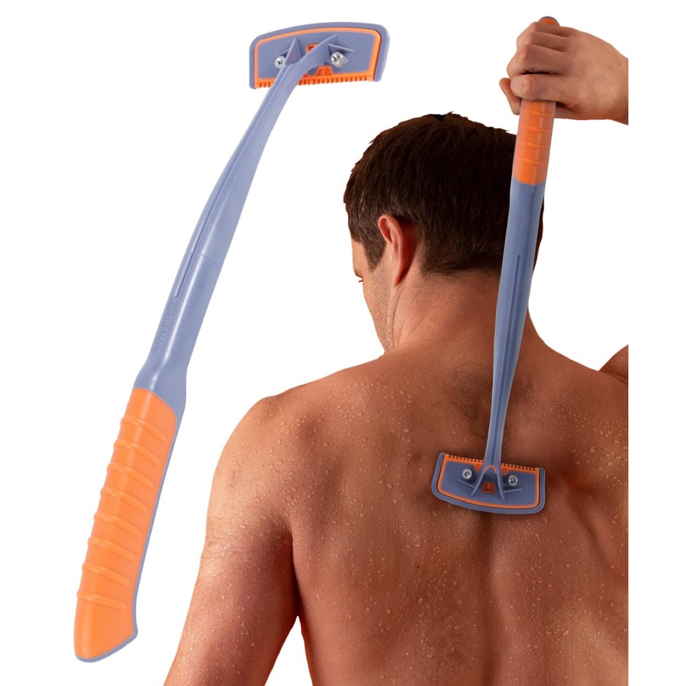 BroShaver 3.0, DIY Back & Body Hair Trimmer - Wet or Dry Shave for Men. Split Handle Razor with Ergonomic Grip
