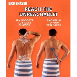 BroShaver 3.0, DIY Back & Body Hair Trimmer - Wet or Dry Shave for Men. Split Handle Razor with Ergonomic Grip