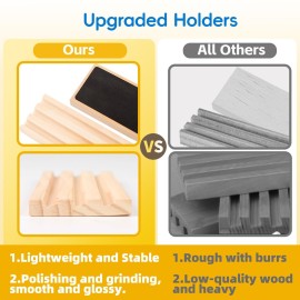 Doreimi Melamine Upgraded Rummy Cube Game Set 4 Players with 4 Wooden Holders and 108 Rummy Melamine Tiles, Travel Family Board Game for Adults and Kids