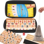 Doreimi Melamine Upgraded Rummy Cube Game Set 6 Plays with 6 Wooden Holders and 162 Rummy Tiles, Travel and Family Board Game for Adults and Kids