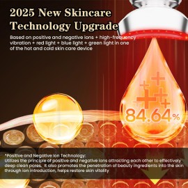 Red Light Beauty Device for Face and Neck, Based on High-end Red and Blue LED Light, Facial Cold and Hot, Vibration Technology, 3 Color Led Face and Neck Beauty Device for Home Use, Pearly White