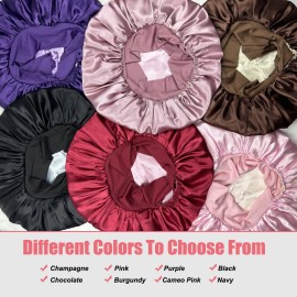 Luxe Louise Satin Bonnet for Sleeping Silk Bonnet for Sleeping Women Double Layer Silk Hair Wrap Satin Bonnets for Curly Hair and Braids (Black)