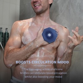 iTOKGOK Premium 2-in-1 Silver-Infused Silicone Body Scrubber, Double-Sided Design Body Brush Silicone Body Scrubber Exfoliating Body Brushes for Sensitive Skin for Showering, Silicone Loofah - Blue