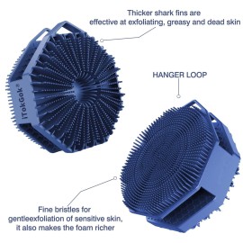 iTOKGOK Premium 2-in-1 Silver-Infused Silicone Body Scrubber, Double-Sided Design Body Brush Silicone Body Scrubber Exfoliating Body Brushes for Sensitive Skin for Showering, Silicone Loofah - Blue