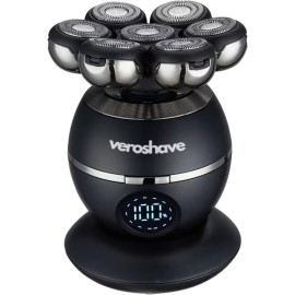Veroshave 7-Blade Bald Head Shaver for Men - Cordless Hair Shaver for Men Bald, Rechargeable Head Trimmer for Men Bald Head, Mess-Free & Full-Shave Travel-Friendly Grooming Kit with Curved Blades