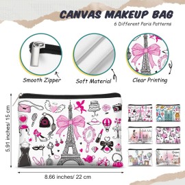 Reginary 6 Pcs City Cosmetic Bag Souvenir Gifts New York Zipper Pouch Chicago Souvenir Seattle Boston Nashville London Paris Italy Gifts Memento for Women Traveler(Paris)
