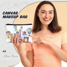 Reginary 6 Pcs City Cosmetic Bag Souvenir Gifts New York Zipper Pouch Chicago Souvenir Seattle Boston Nashville London Paris Italy Gifts Memento for Women Traveler(Paris)