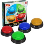 4-Pack Buzzers for Trivia Games: Game Show Buzzers Buttons, Answer Buzzers for Classroom, Game Buzzers with Lights and Sound Great for Trivia Games and Family Game