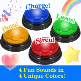 4-Pack Buzzers for Trivia Games: Game Show Buzzers Buttons, Answer Buzzers for Classroom, Game Buzzers with Lights and Sound Great for Trivia Games and Family Game
