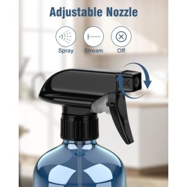 Glass Spray Bottle, Indigo Blue Glass Spray Bottle Set & Accessories for Non-toxic Window Cleaners Aromatherapy Facial Hydration Watering Flowers Hair Care (2 Pack/16 oz)(Indigo)
