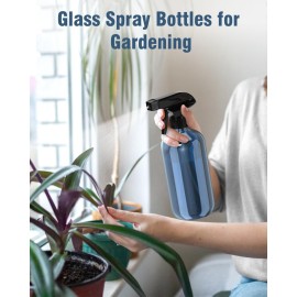 Glass Spray Bottle, Indigo Blue Glass Spray Bottle Set & Accessories for Non-toxic Window Cleaners Aromatherapy Facial Hydration Watering Flowers Hair Care (2 Pack/16 oz)(Indigo)