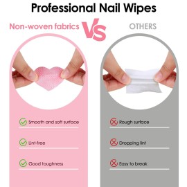 400 Pieces Nail Cotton Pads,1 Pull-Down Pump Dispenser Bottle, Super Absorbent Soft Non-Woven Eyelash Glue Wipes,Lash Extensions Glue Cleaning Wipes Nail Salon Supplies (Pink and White 2)