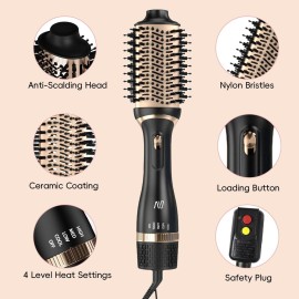 Nycoba Hair Dryer Brush, Multifunctional Hot Air Brush with Adjustable Heat Settings for Different Hair Types, Negative Ion Technology & Quick Drying