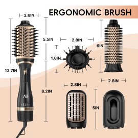 Nycoba Hair Dryer Brush, Multifunctional Hot Air Brush with Adjustable Heat Settings for Different Hair Types, Negative Ion Technology & Quick Drying