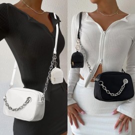 AIBFRID 4Pcs Mini Backpack Keychain,Cute Cosmetic Bag for Women,PU Leather Makeup Bag Key Pocket Lipstick Bag Card Holder Data Cable Organizer Zipper Pouch (black beige pink gray)