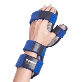 YiYame Resting Hand Splint, Stroke Hand Brace with Finger Support, Hand immobilizer for Carpal Tunnel Wrist Night Support, 5 fingers Straightening, Flexion Contractures, Fits Right & Left, M