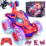 Mafbeanl Remote Control Car Stunt RC Cars 360 Rotating with 2.4GHz Rechargeable Wheel Lights Toys Car Gift for Boys 3 4 5 6 7 8 9 10 11 12 (Red)