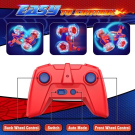 Mafbeanl Remote Control Car Stunt RC Cars 360 Rotating with 2.4GHz Rechargeable Wheel Lights Toys Car Gift for Boys 3 4 5 6 7 8 9 10 11 12 (Red)