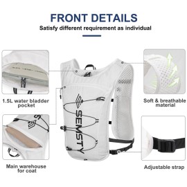 Semsty Hydration Vest 5L,Running Vest Pack with 1.5L Water Bladder,Lightweight Water Backpack for Hiking Running Cycling