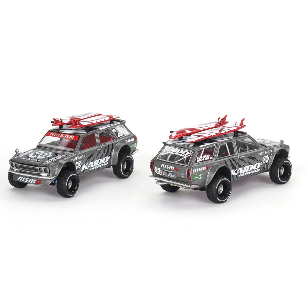 True Scale Miniatures Model Car Compatible with Nissan Datsun KAIDO 510 Wagon 44 Kaido Offroad V1 1/64 Diecast Model Car Kaido House KHMG121
