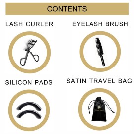 Beauty Power Eyelash Curler - Precision Lash Lift in Seconds with 5 Replacement Pads, Eyebrow Brush & Satin Travel Bag - Gentle & Safe, German Stainless Steel for Perfect Curls - Gift (Natural Curl)