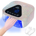 Okasiuv UV LED Nail Lamp with UV Gloves,Magnetic Metal Mirror Base Cordless Nail Dryer, Gel Polish Curing Light with 4 Timers,Touch Control Display,Auto Sensor for Professional Salon & Home