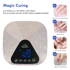 Okasiuv UV LED Nail Lamp with UV Gloves,Magnetic Metal Mirror Base Cordless Nail Dryer, Gel Polish Curing Light with 4 Timers,Touch Control Display,Auto Sensor for Professional Salon & Home
