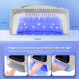 Okasiuv UV LED Nail Lamp with UV Gloves,Magnetic Metal Mirror Base Cordless Nail Dryer, Gel Polish Curing Light with 4 Timers,Touch Control Display,Auto Sensor for Professional Salon & Home