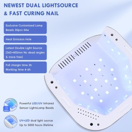 Okasiuv UV LED Nail Lamp with UV Gloves,Magnetic Metal Mirror Base Cordless Nail Dryer, Gel Polish Curing Light with 4 Timers,Touch Control Display,Auto Sensor for Professional Salon & Home