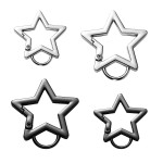 4pcs Star Carabiner, 1.61in & 1.26in Zinc Alloy Cool Cute Star Carabiner Clip Fashionable Pentagram Carabiner Star Shaped Carabiner Keychain for Keys Ring Camping Outdoor Travel(Black, Silver)